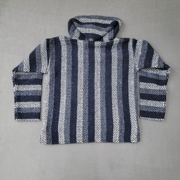 Baja Joe Adult Small S Blue Long Sleeve Hooded Poncho Rug Pullover Unisex - Picture 3 of 5